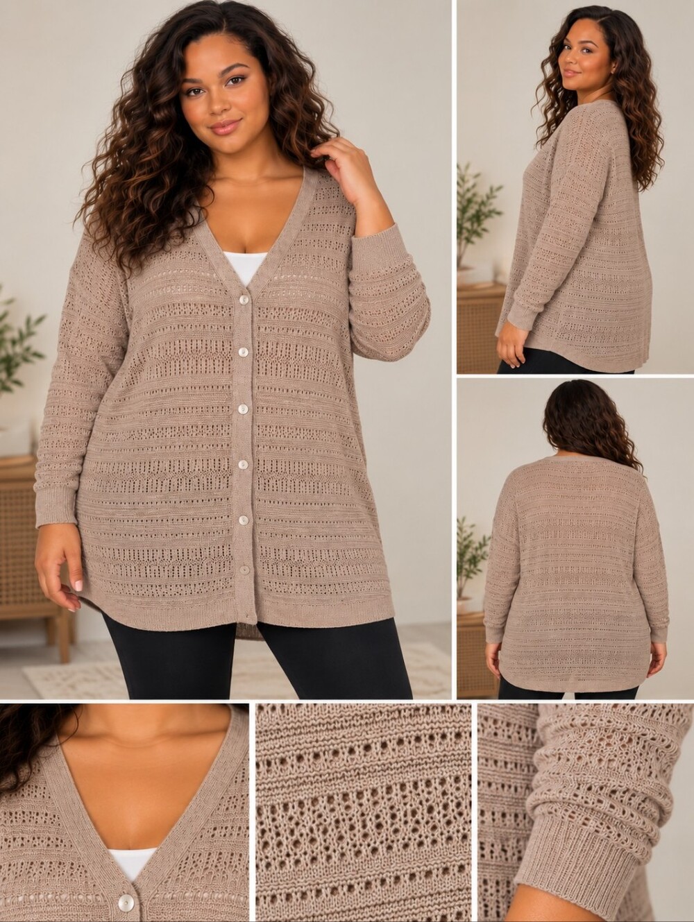 Pure Alfred Sung Open Knit Tunic Cardigan – Size XL